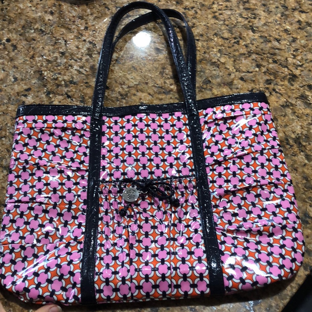 Vera Bradley Pink/Navy Blue Frill Shopper Tote